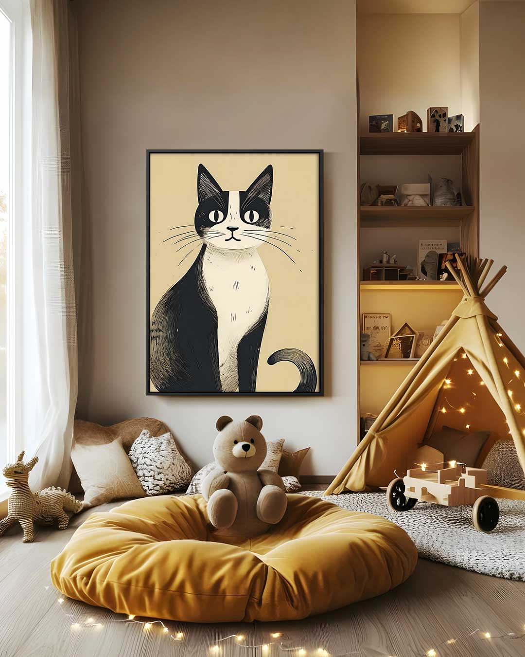Tijdloze Kat op Behang Kunstwerk
