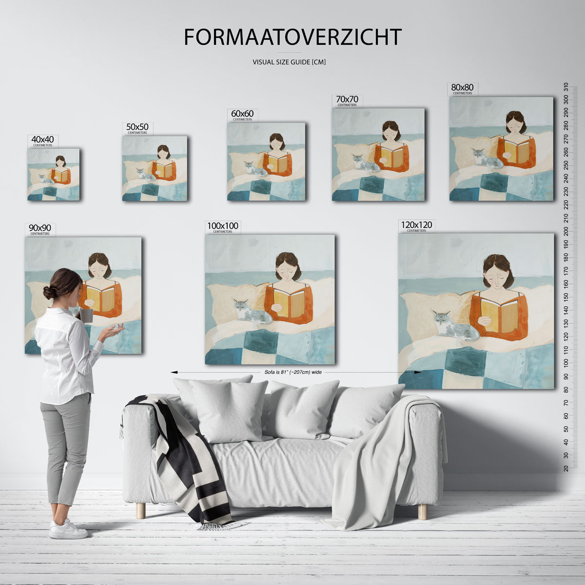 Lezende vrouw met kat Poster