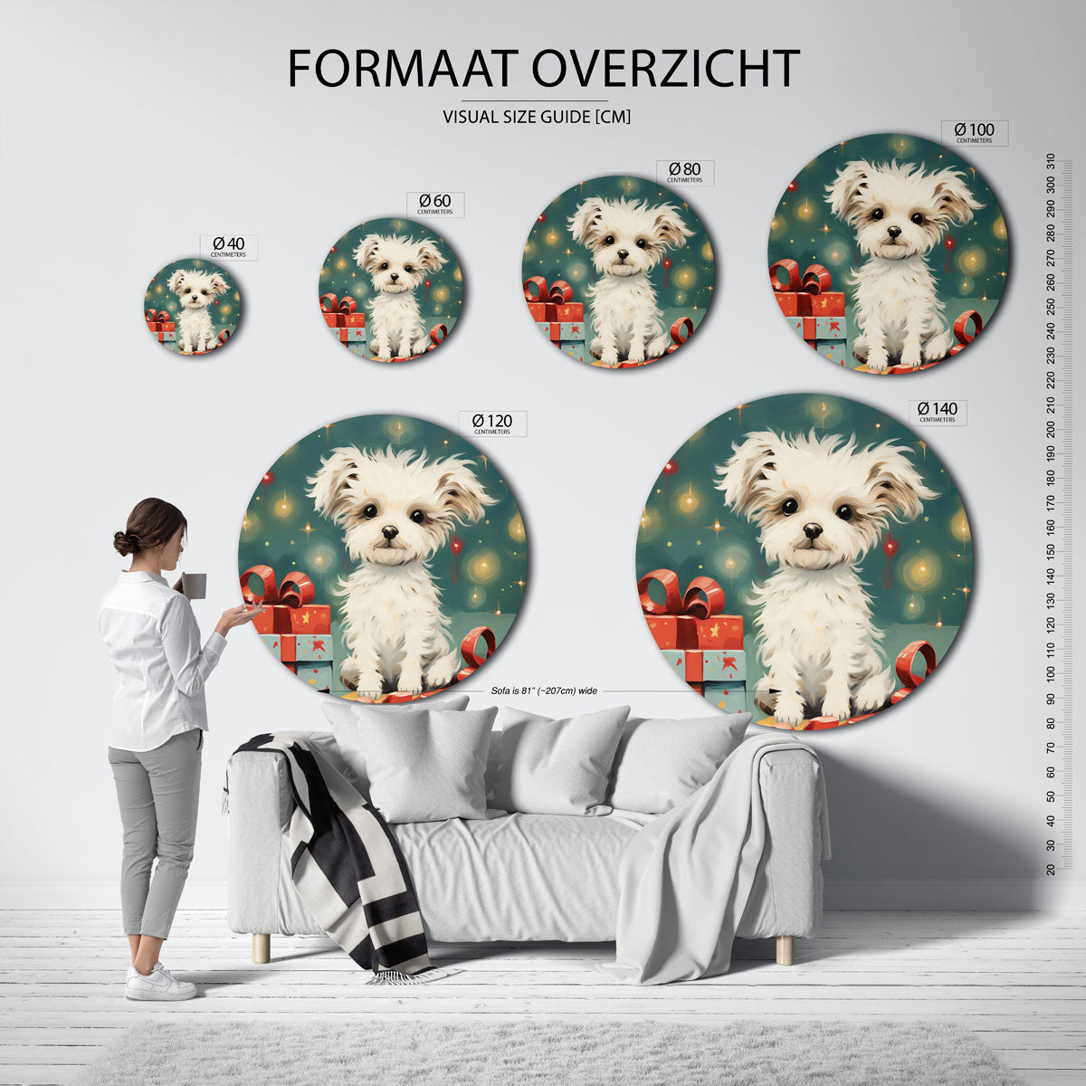 Hond met cadeaus Muurcirkel