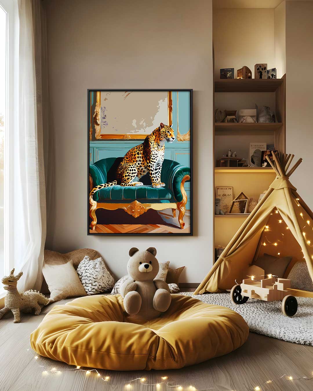 Luxe Leopard op Chique Sofa Kunstwerk