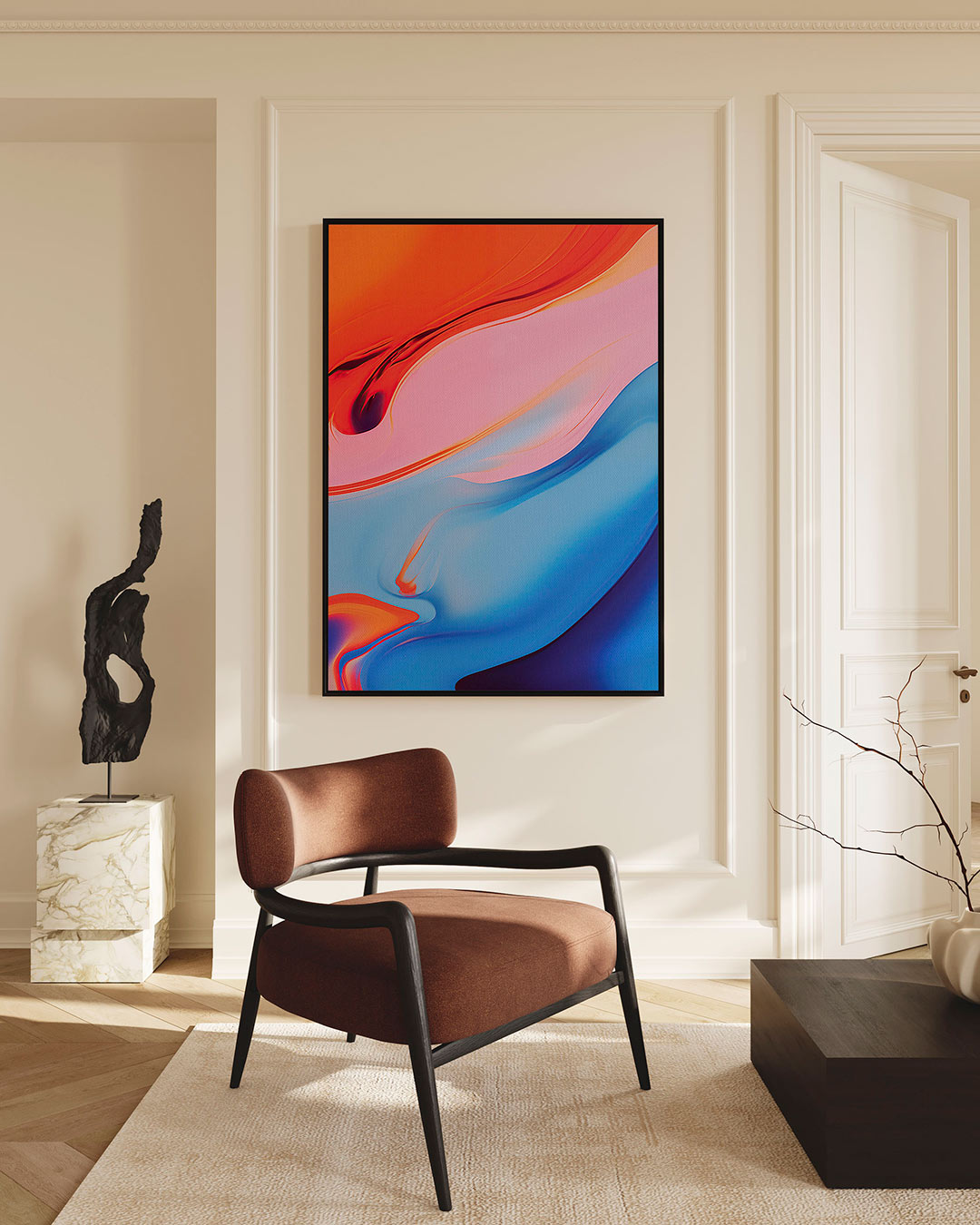Vloeiende kleurencompositie Kunstwerk