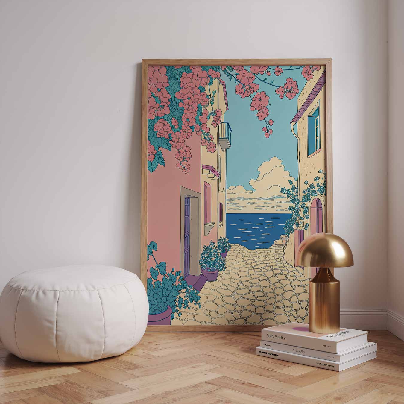 Romantische Straat aan Zee Poster-WallArtistic