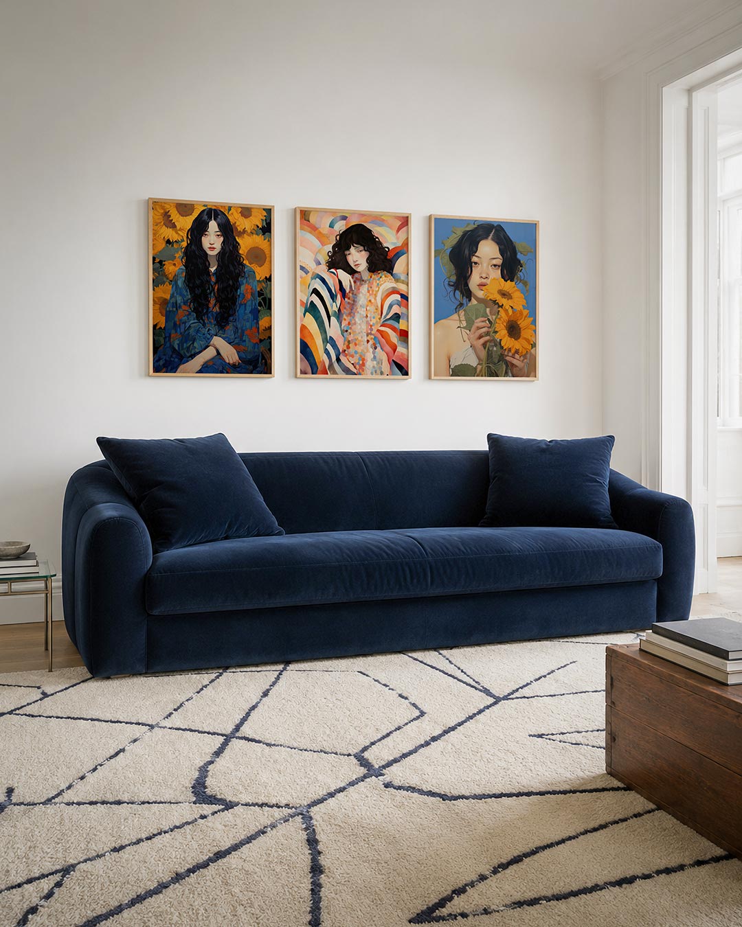 Bloemen en blauwtinten Posterset