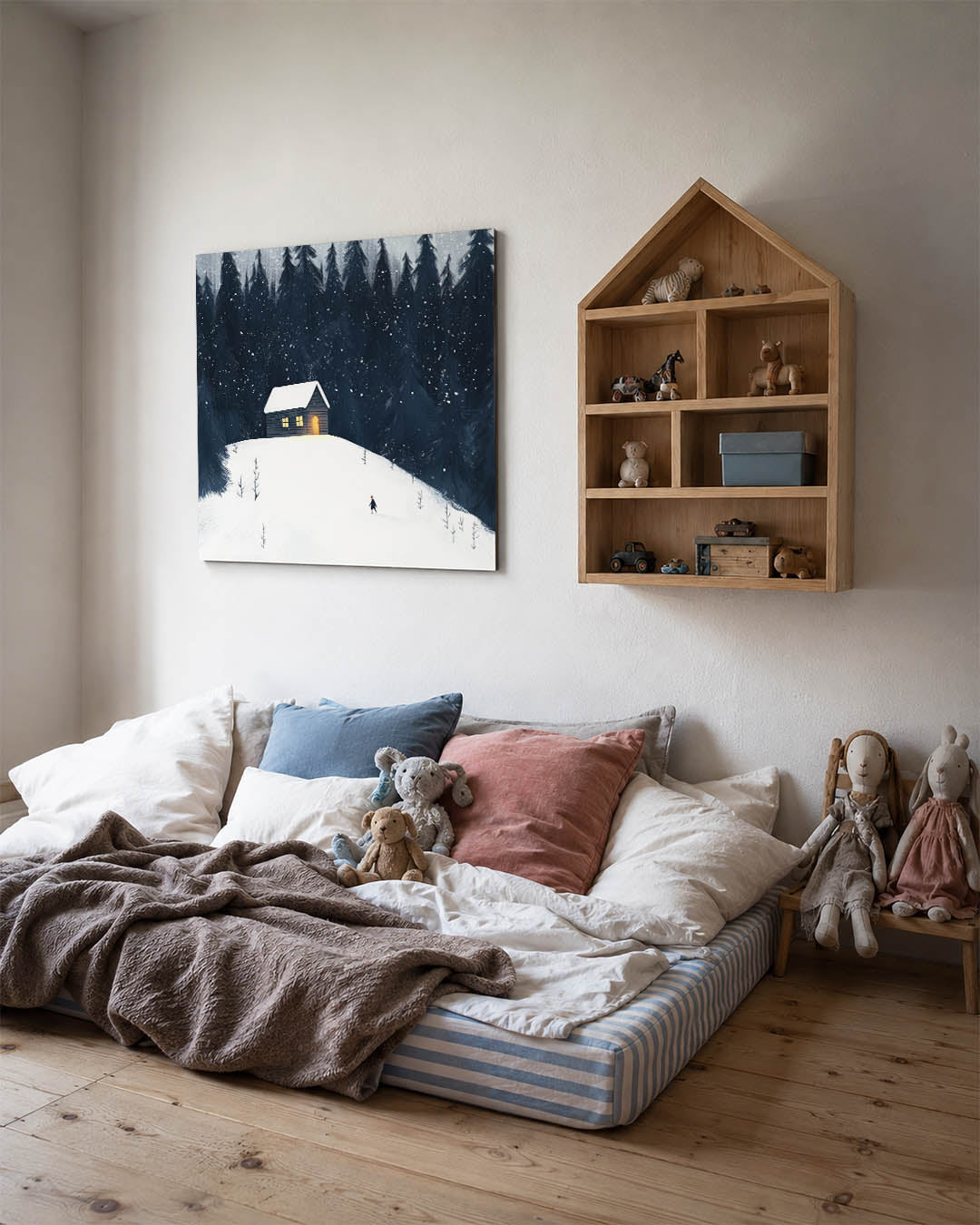 Winterlandschap met huis Kunstwerk