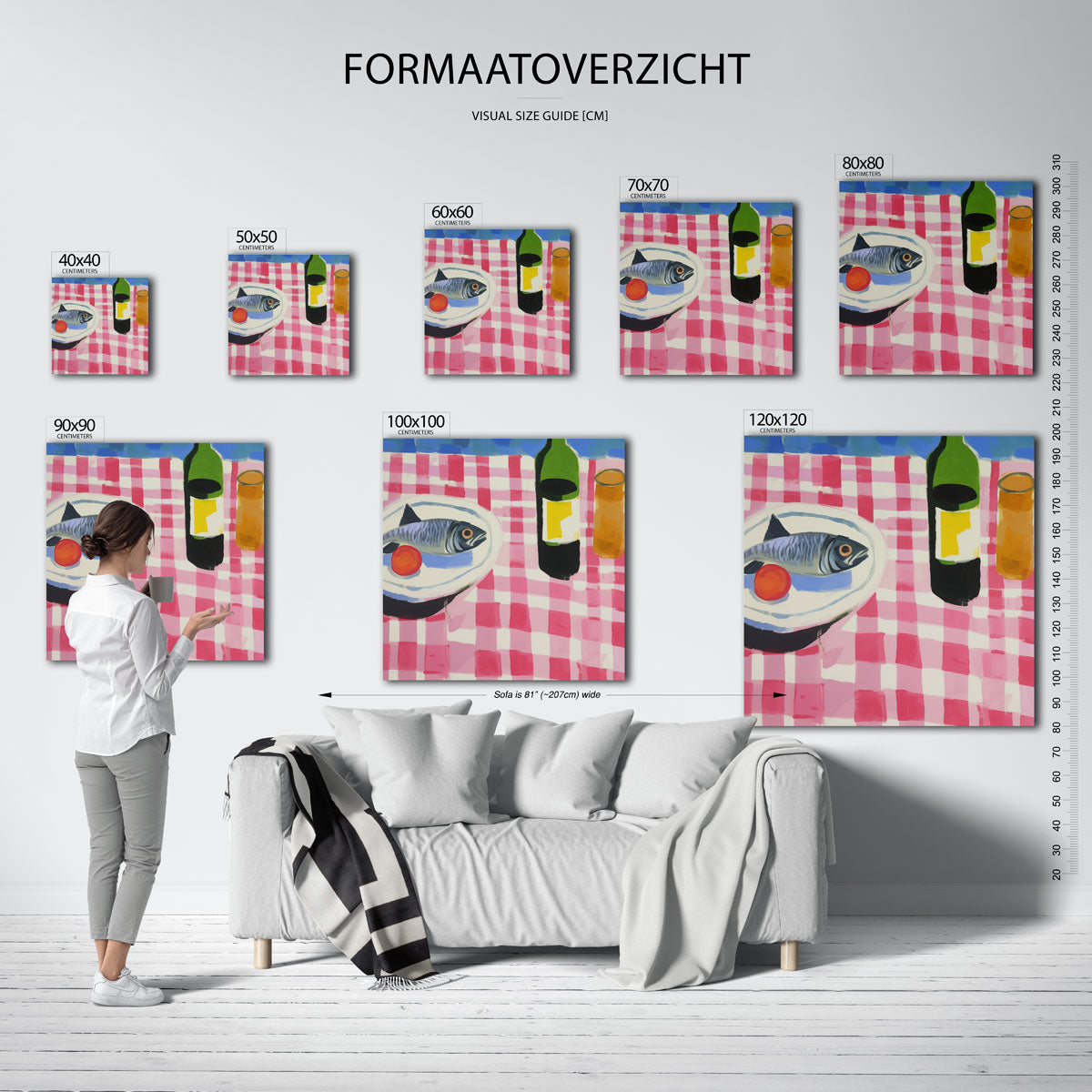 Vis en fles op tafel Poster
