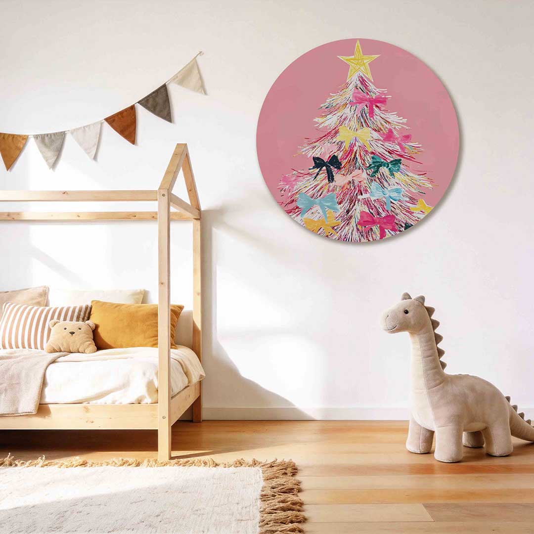 Kerstboom met strikken Muurcirkel