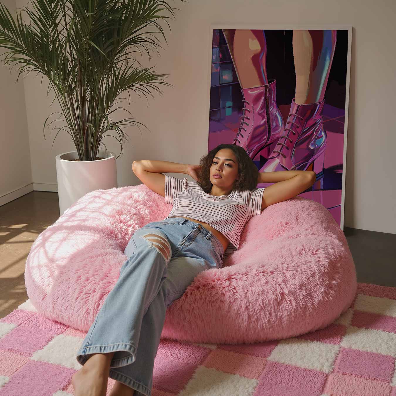 Trendy Roze Enkellaarsjes Poster-WallArtistic