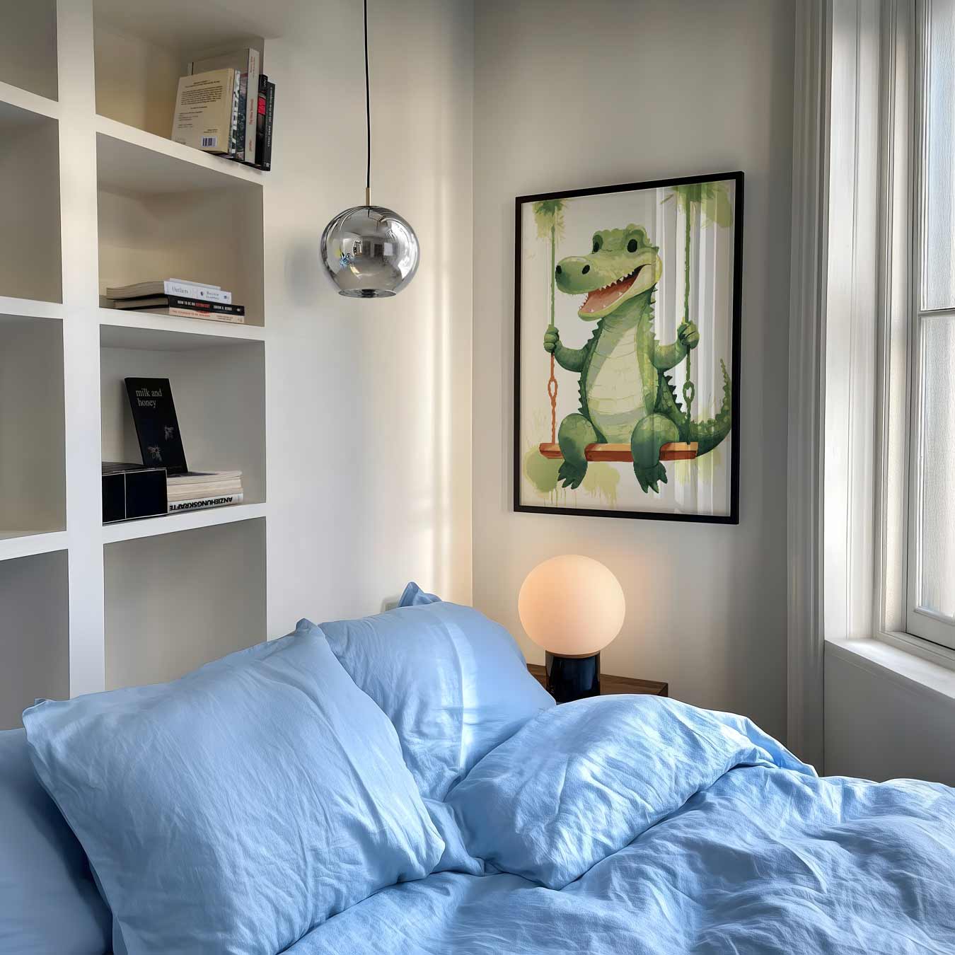 Schattige Krokodil op Schommel Poster-WallArtistic
