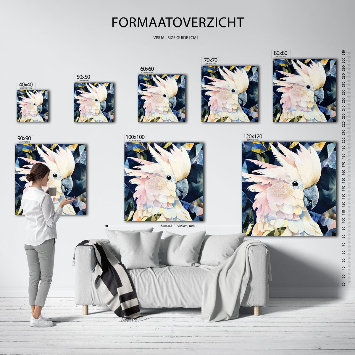 Papegaai met geometrische achtergrond Poster