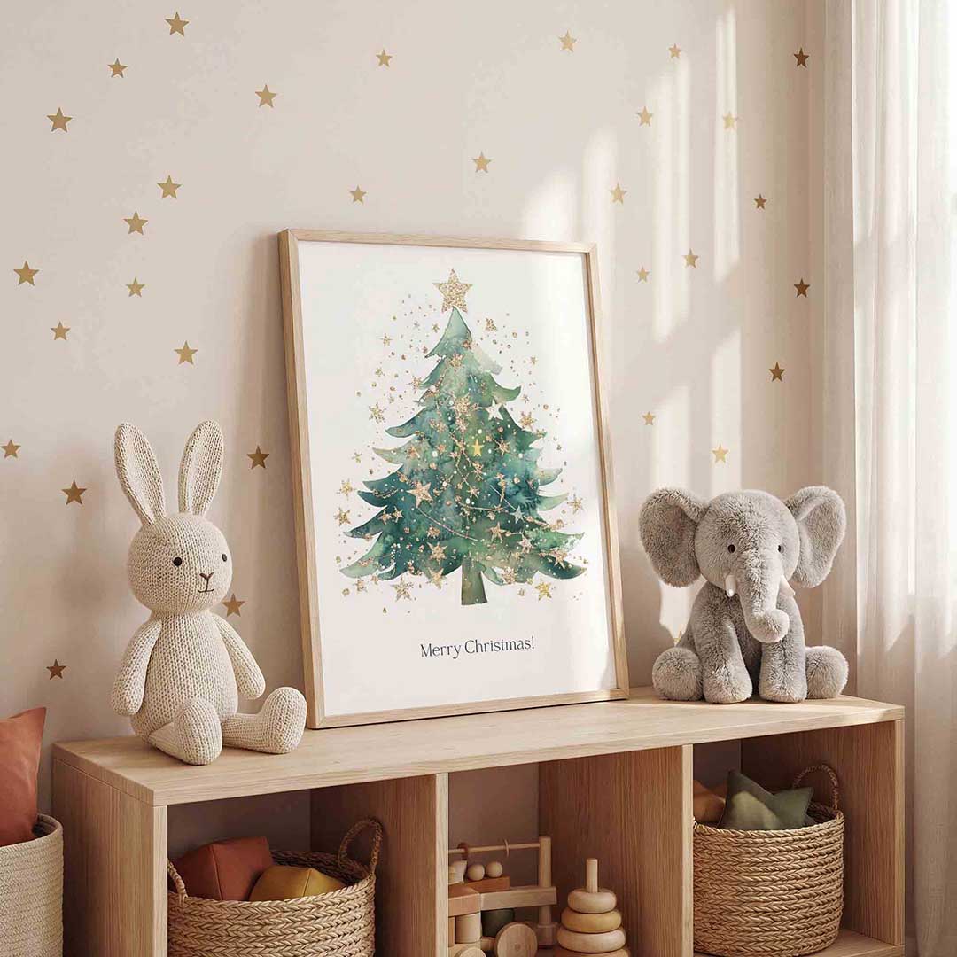 Kerstboom met sterren Poster