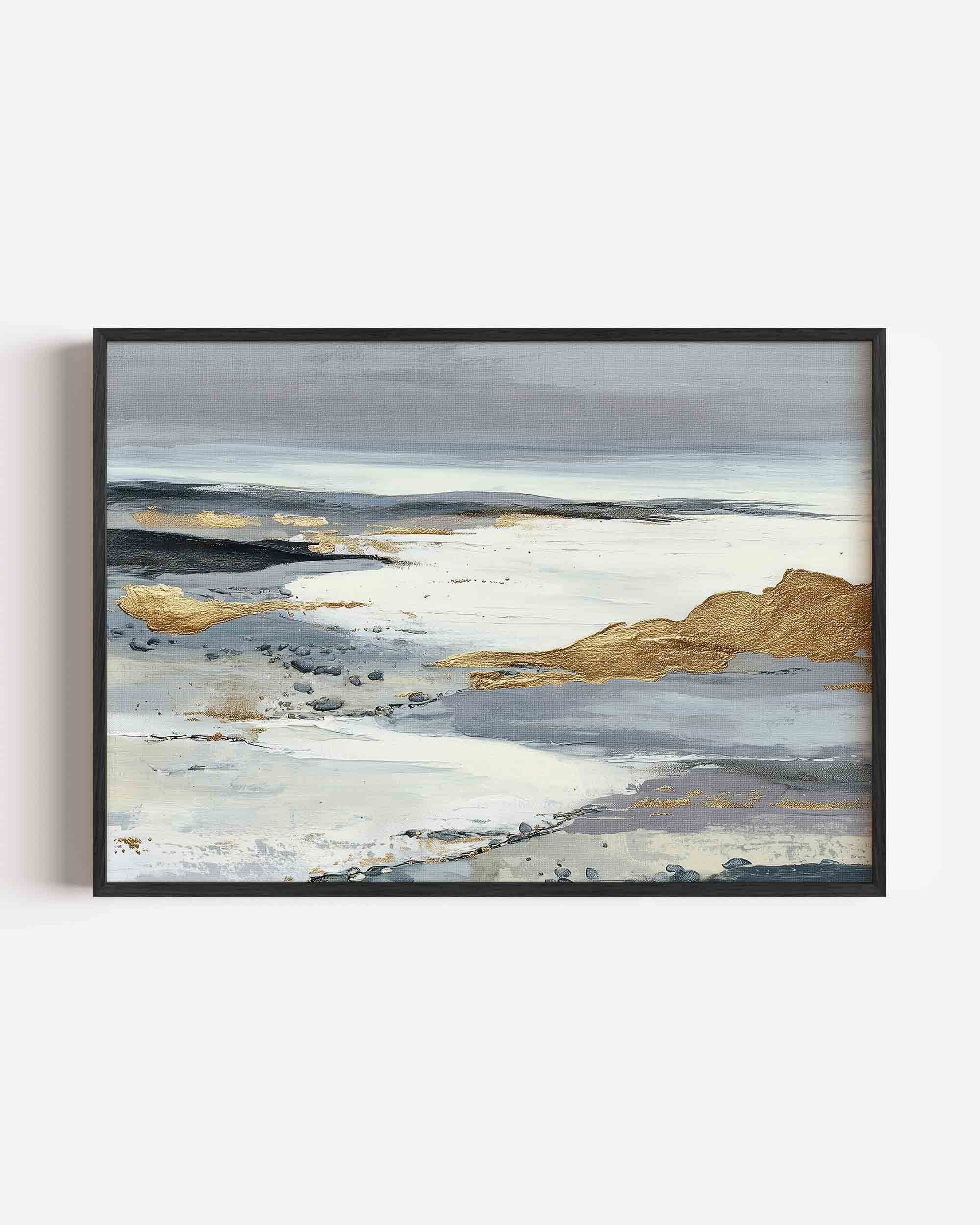 Gouden en grijze landschapsweergave Poster