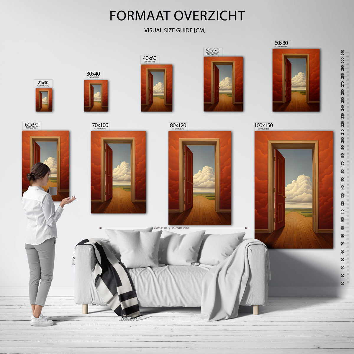 Open deur naar wolken Poster
