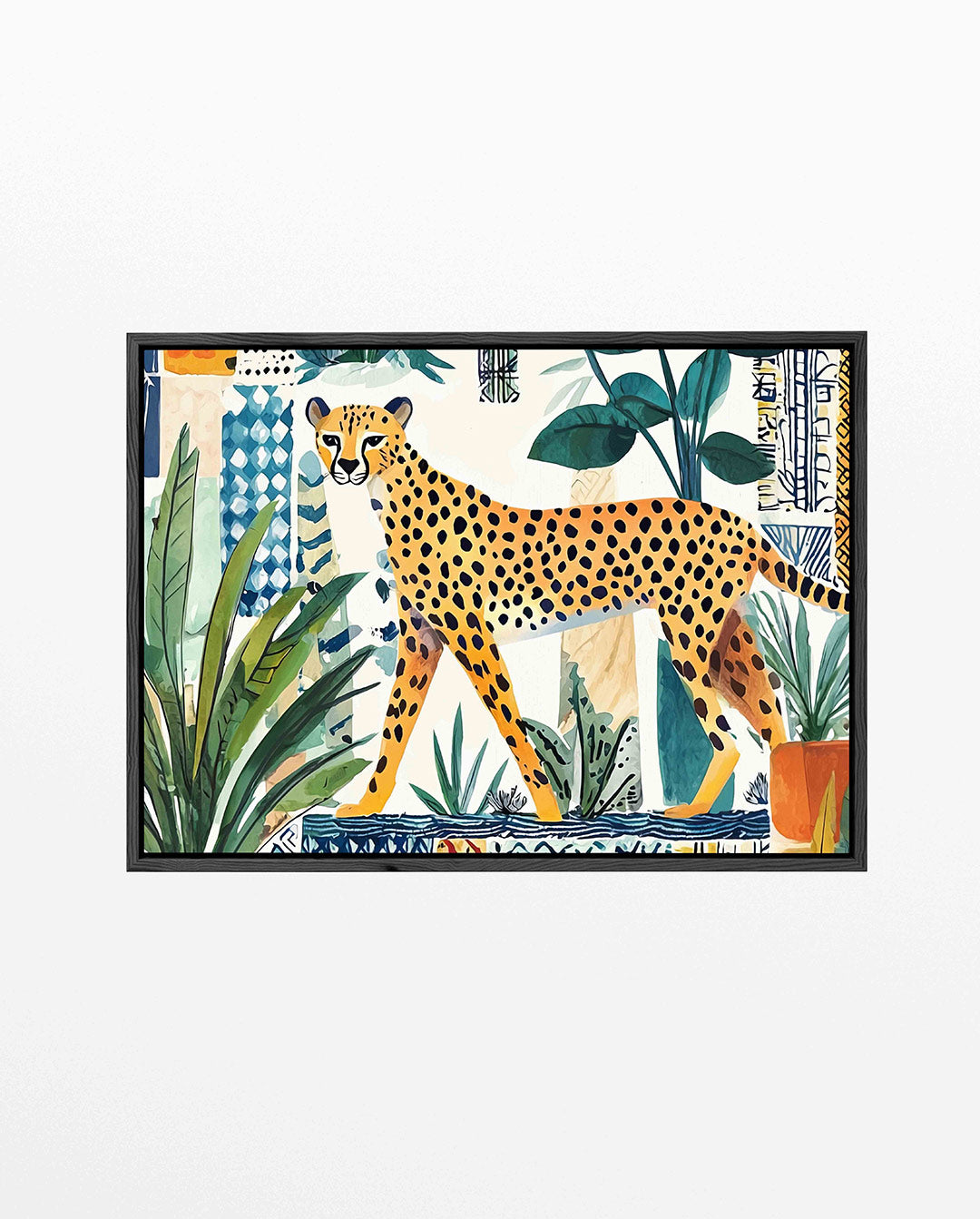 Luipaard en bladeren Kunstwerk
