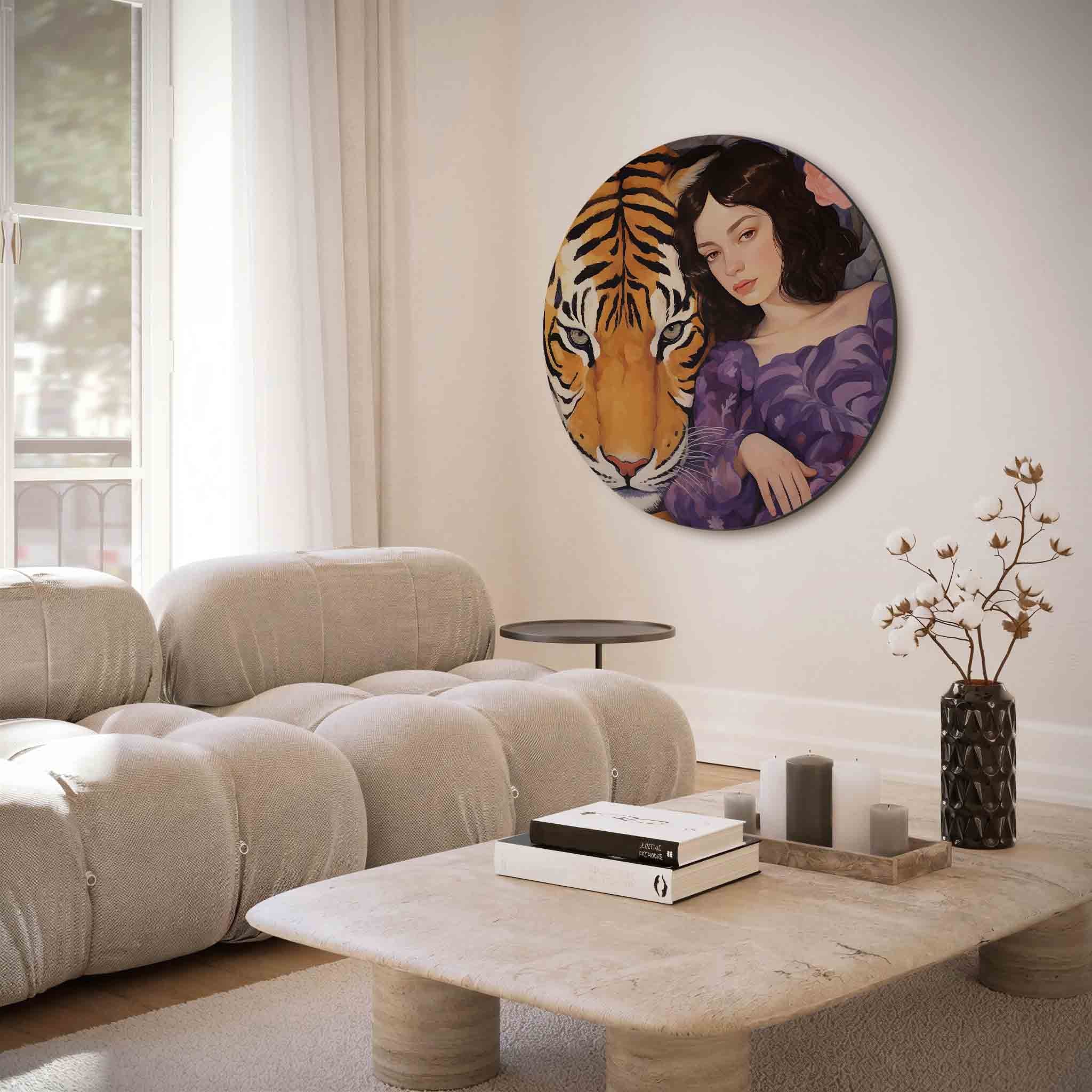 Tijger en vrouw Muurcirkel