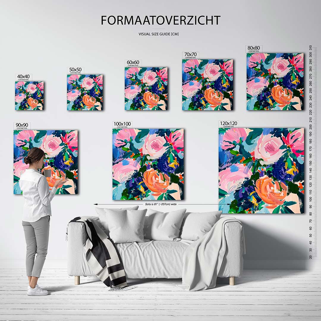 Kleurrijke bloemexplosie Kunstwerk