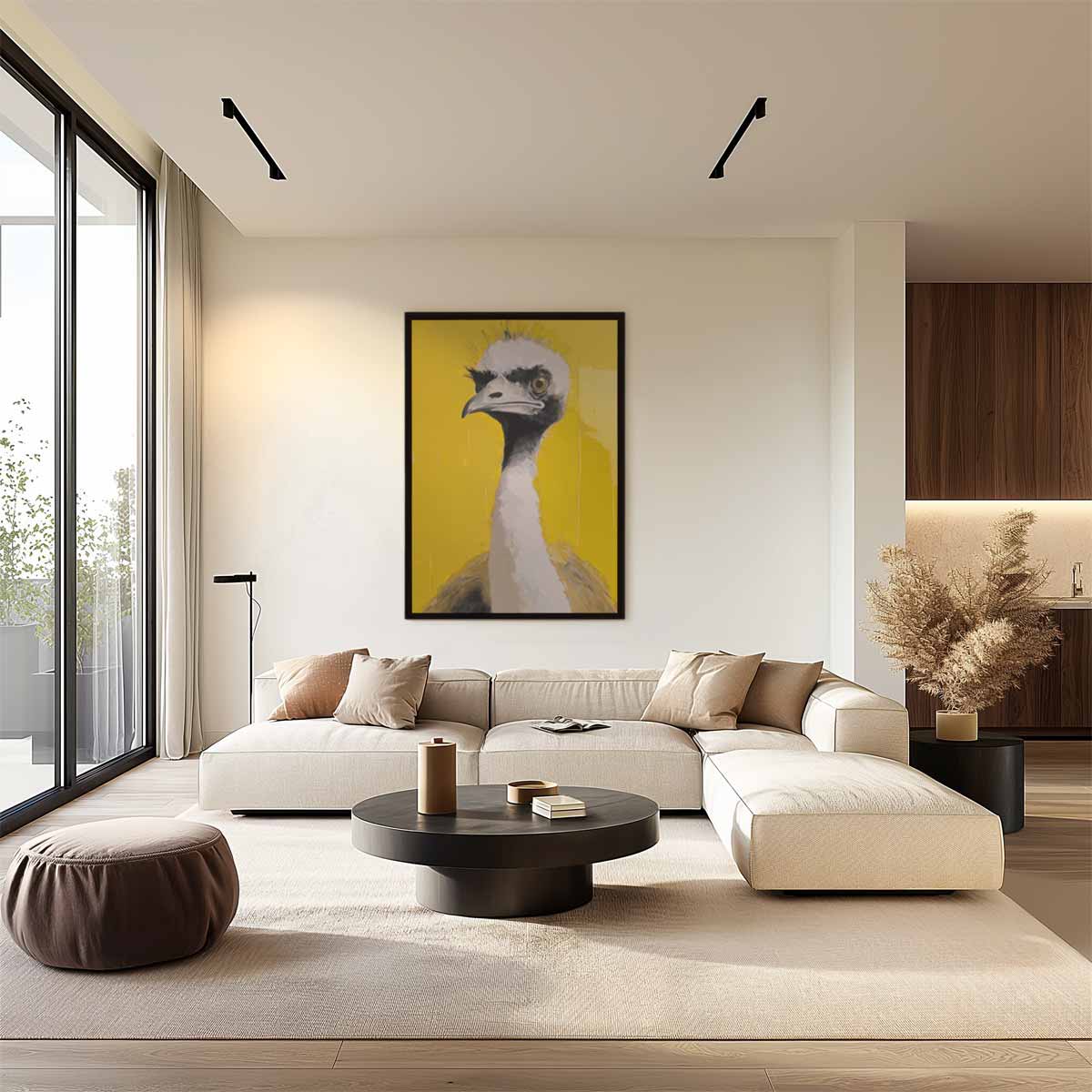 Struisvogel met Attitude Kunstwerk-canvas-dibond-plexiglas-wanddecoratie-WallArtistic