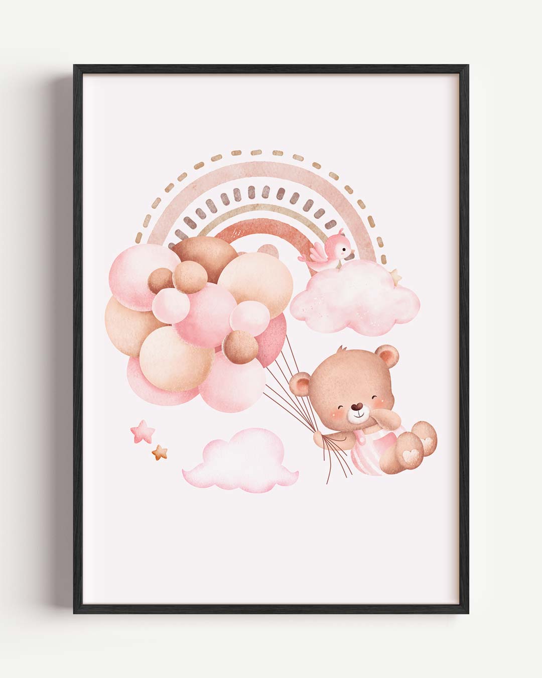 Dromerige Beer en Ballonnen Kinderkamer Poster-WallArtistic