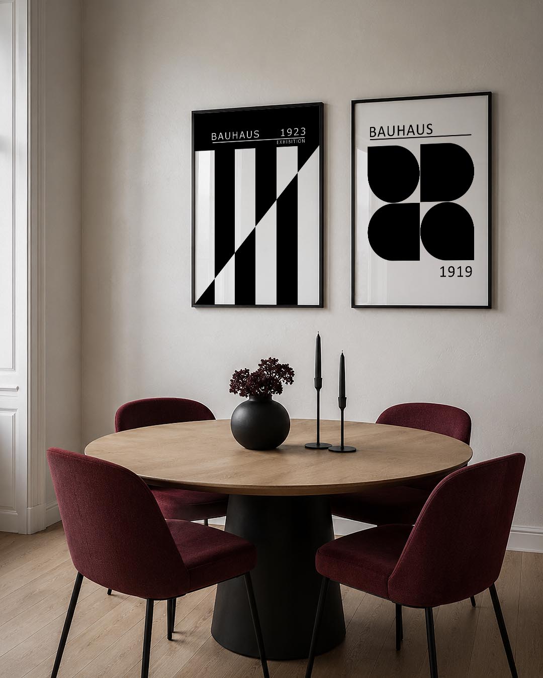 Zwart wit lijnen Posterset
