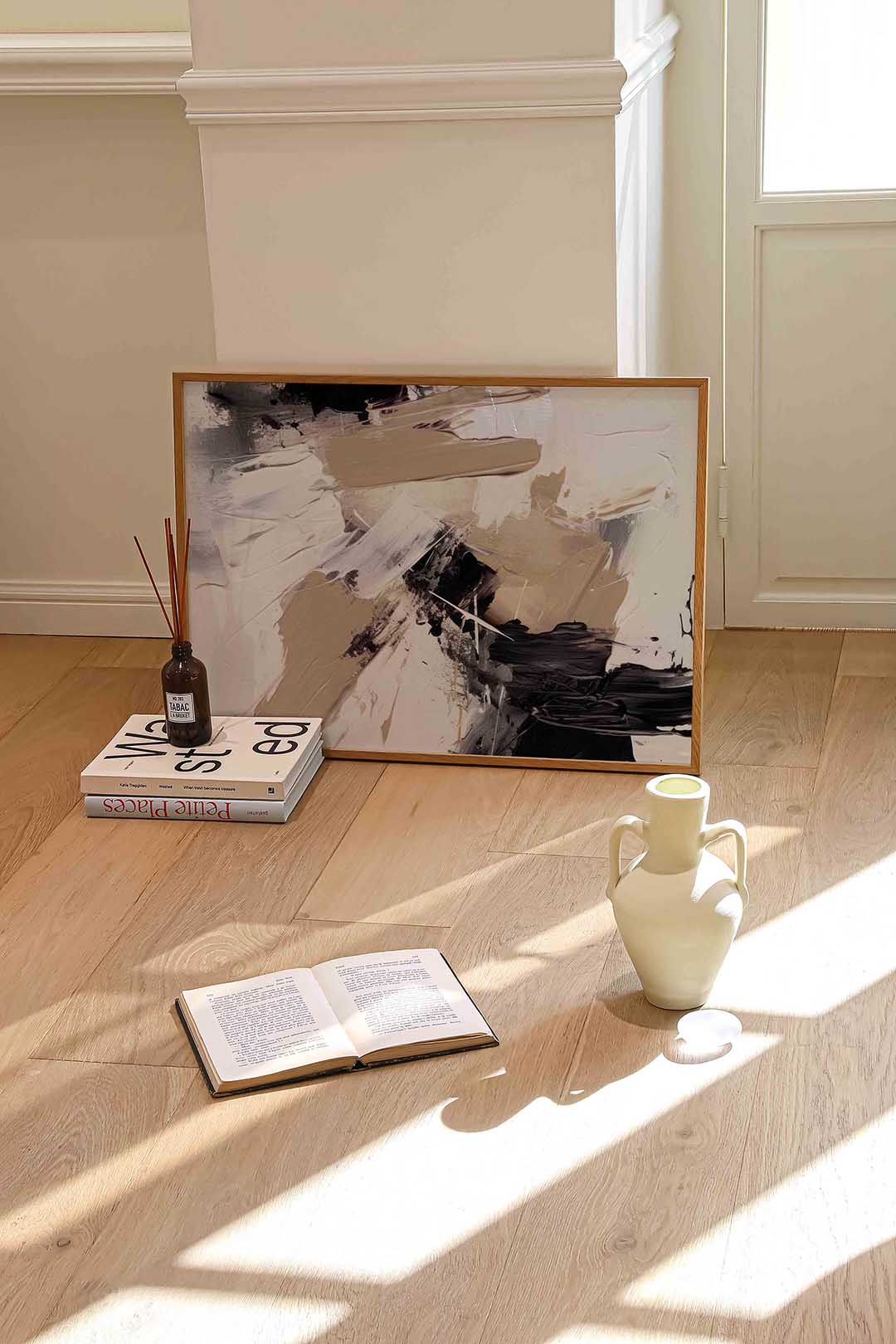 Abstracte beige en zwarte Poster