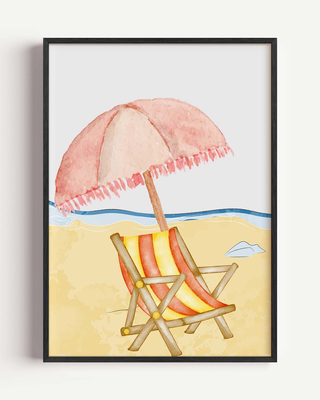 Strandstoel met Parasol Poster-WallArtistic