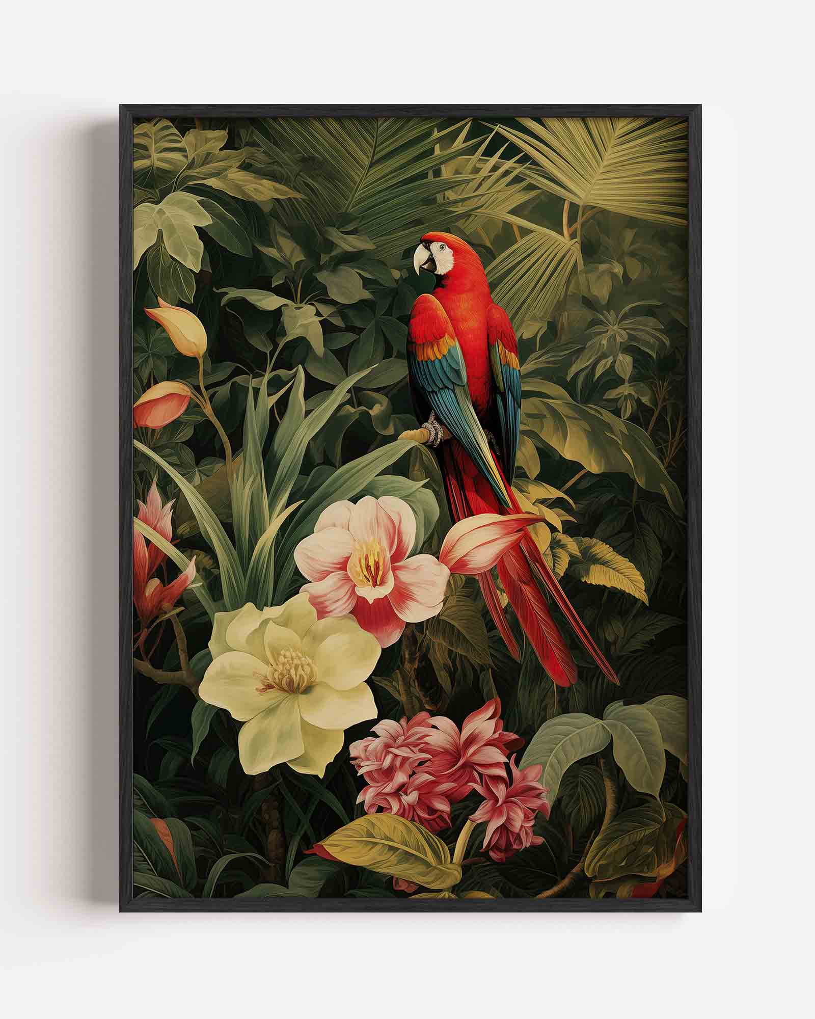 Papegaai en bloemen Poster