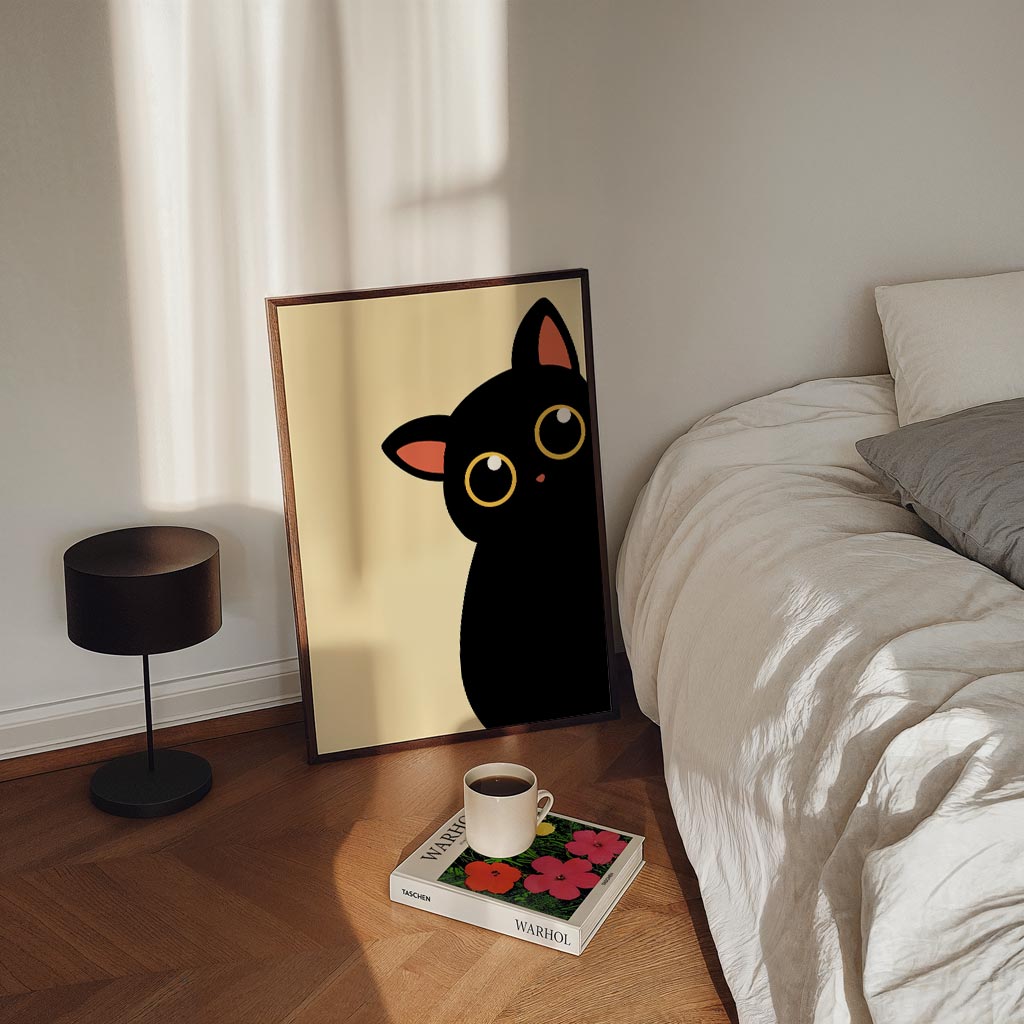 Schattige Kat in Minimalistisch Design Poster-WallArtistic