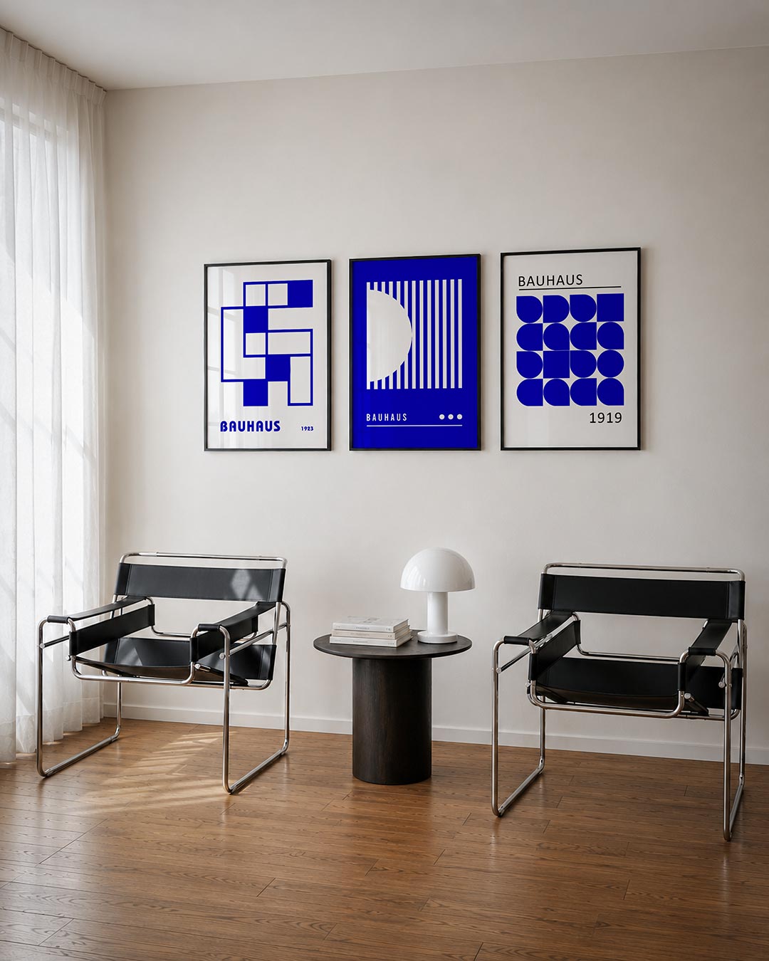 Blauwe vlakkenstructuur Posterset