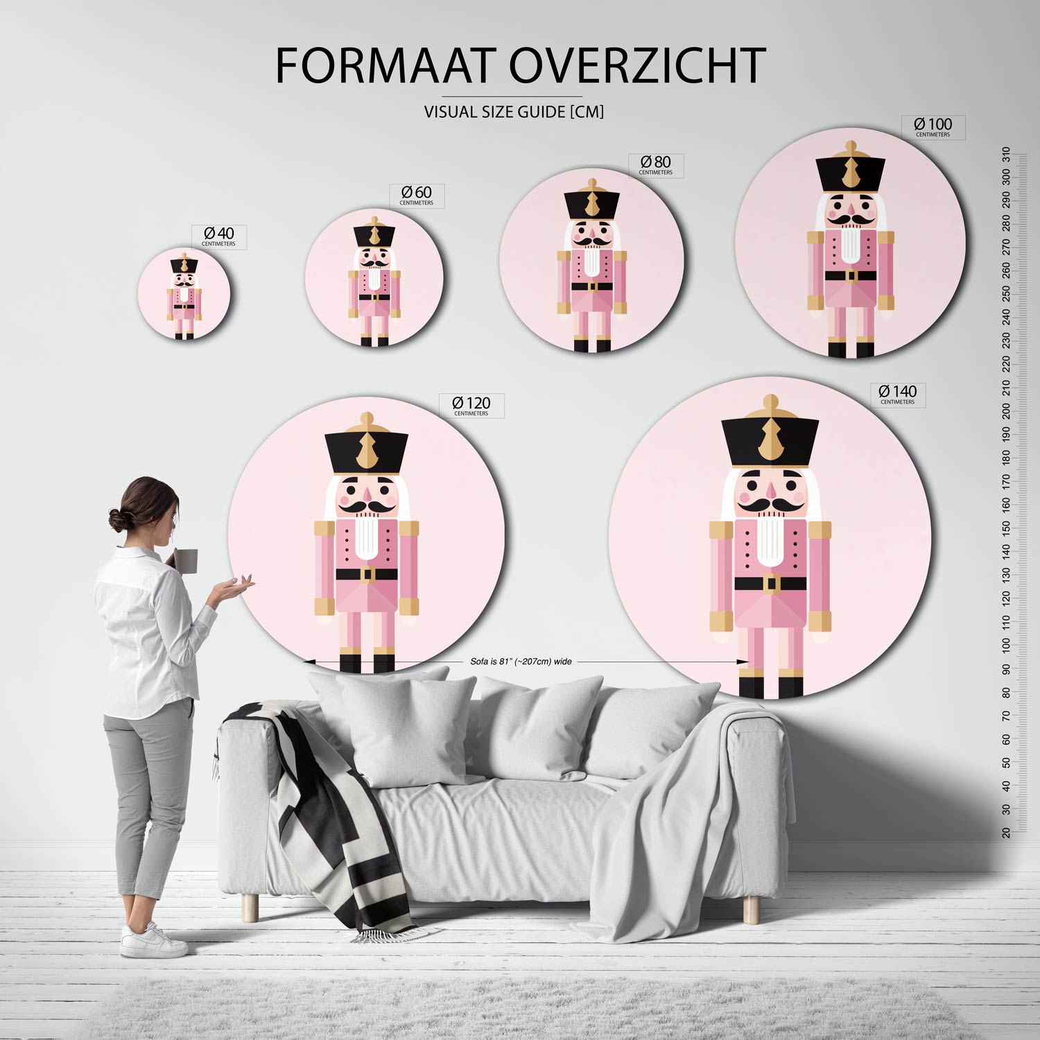 Roze notenkraker Muurcirkel