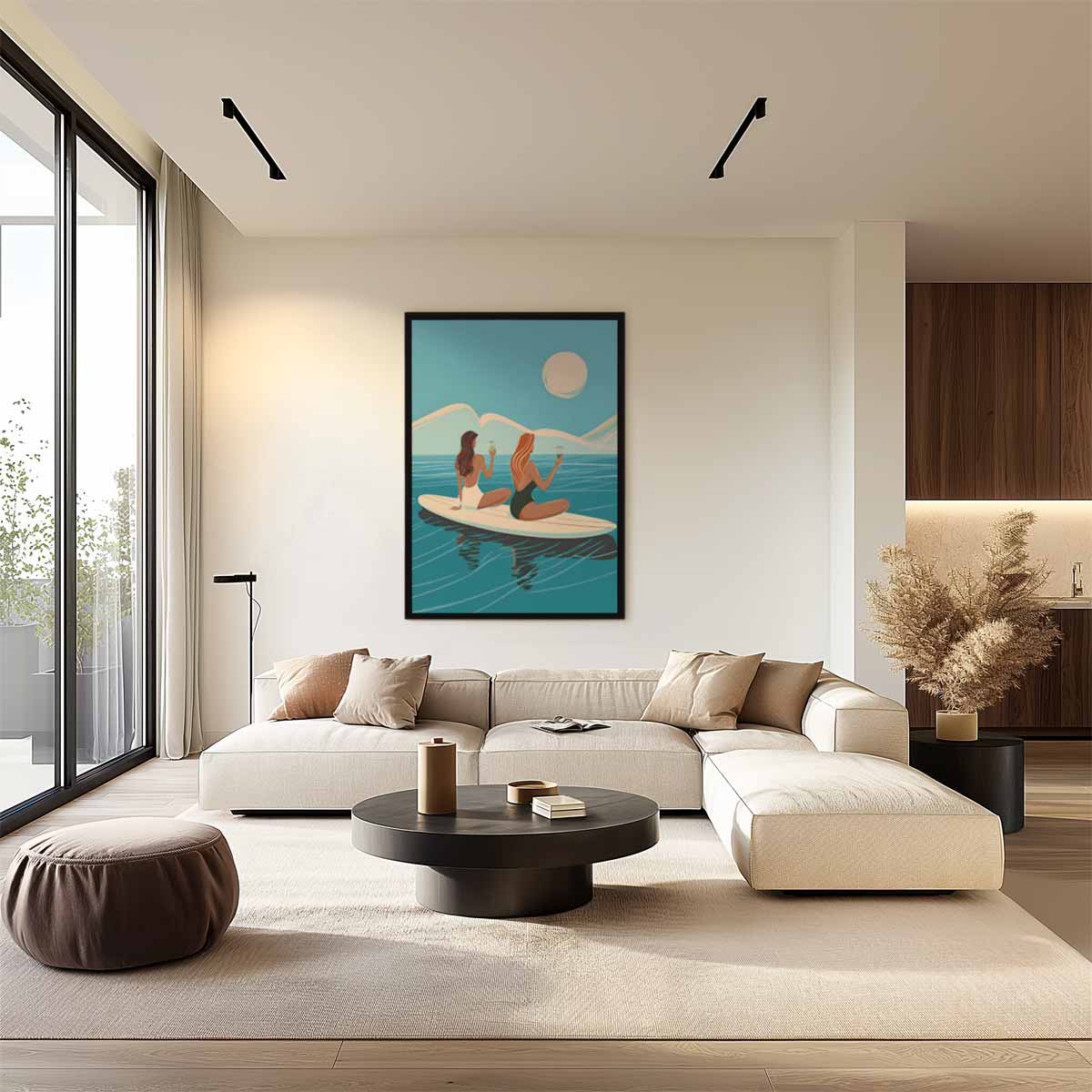 Zonsondergang op het Water Kunstwerk-canvas-dibond-plexiglas-wanddecoratie-WallArtistic