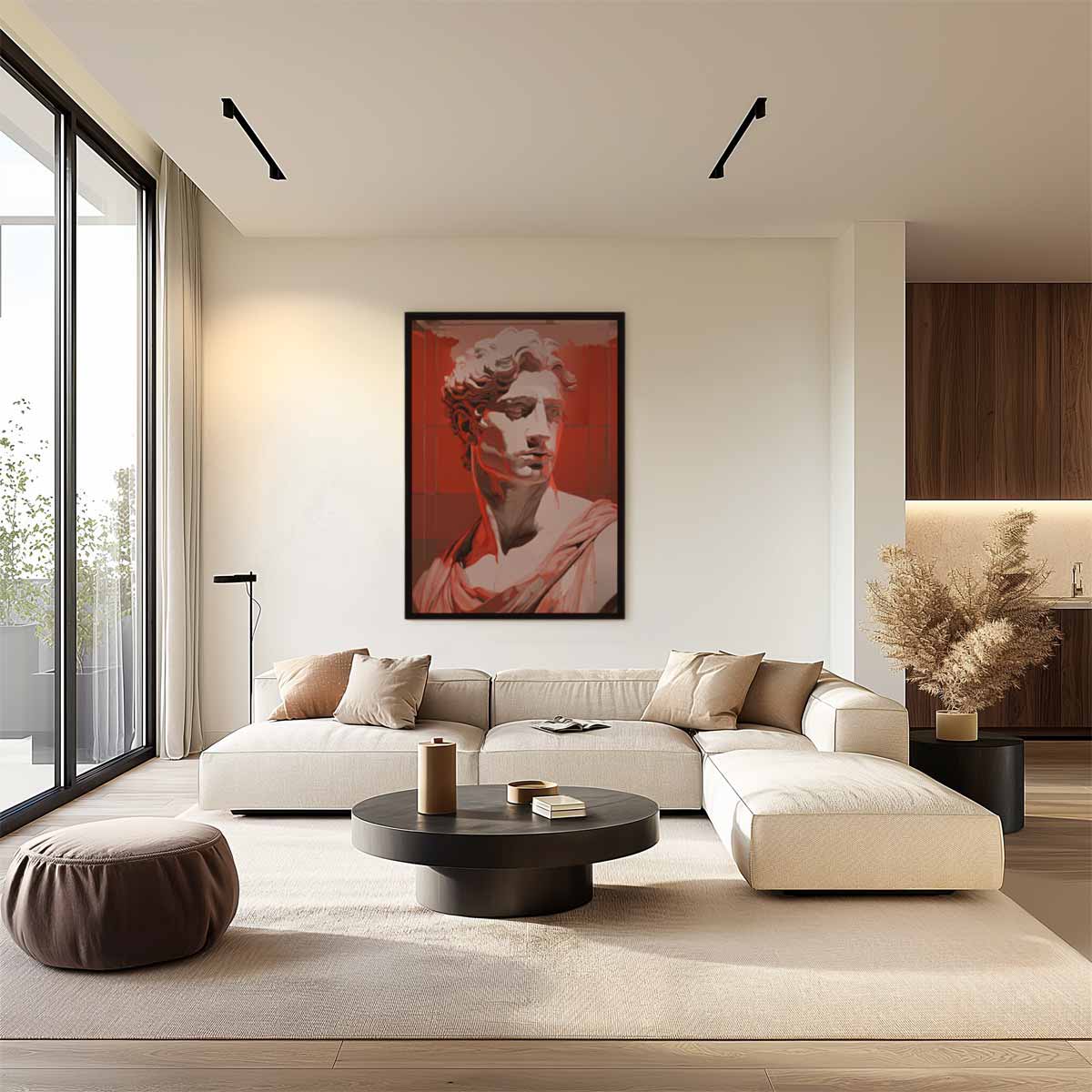 Klassieke Beeltenis in Rood Kunstwerk-canvas-dibond-plexiglas-wanddecoratie-WallArtistic