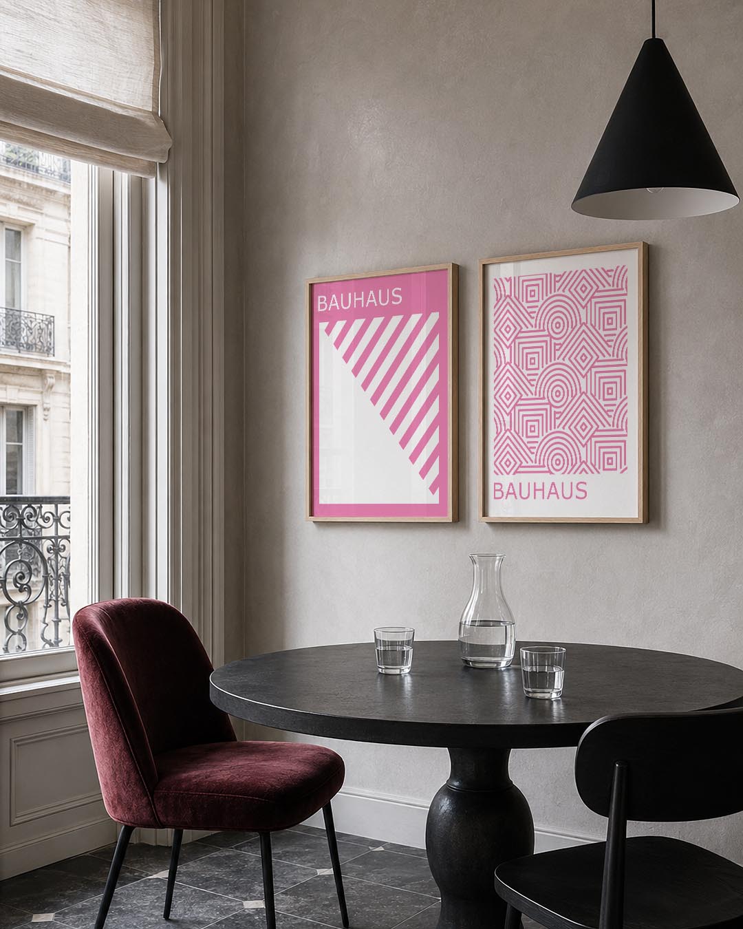 Roze lijnenspel Posterset