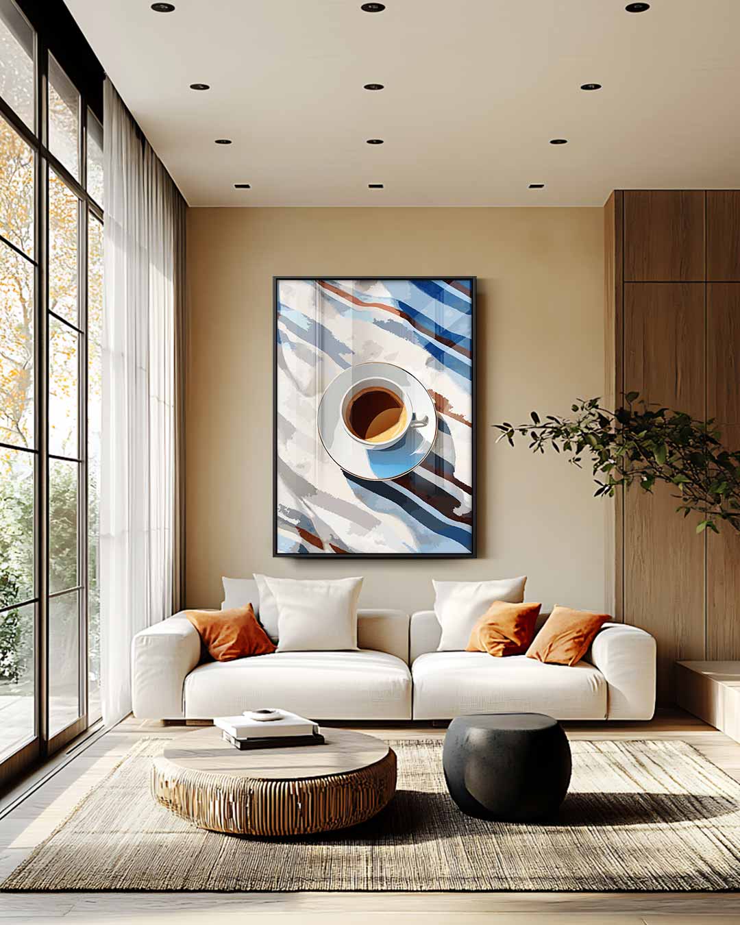 Koffiepauze in de Zon Kunstwerk-canvas-dibond-plexiglas-wanddecoratie-WallArtistic