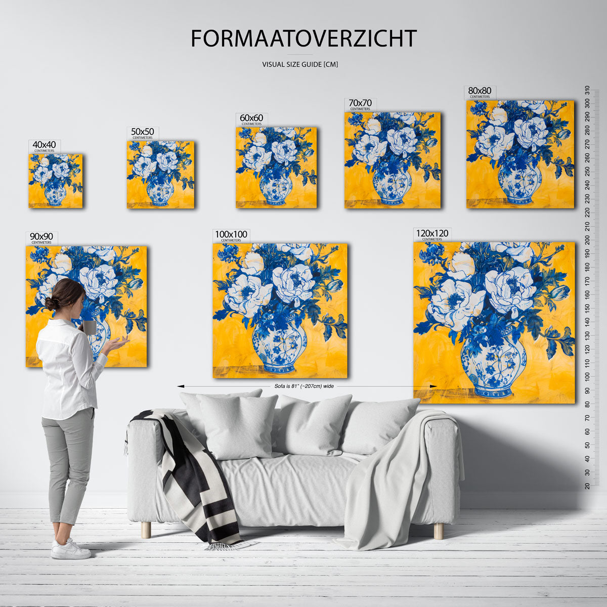 Blauwe bloemen in vaas Poster