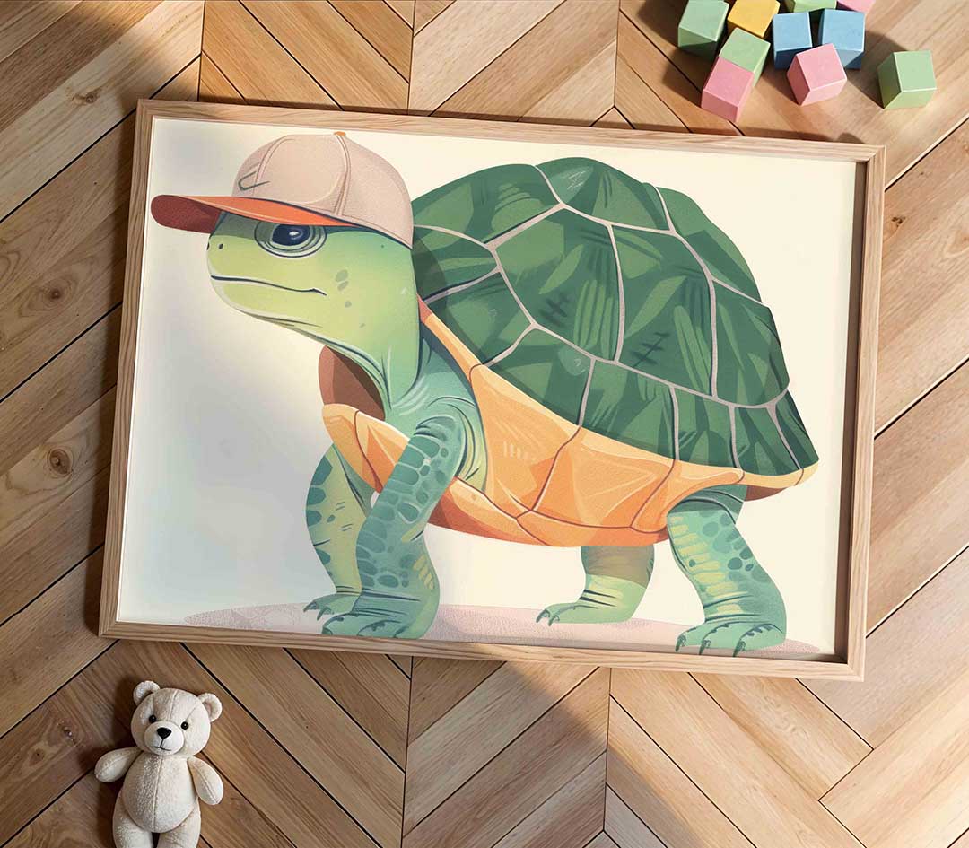 Schildpad met pet Poster