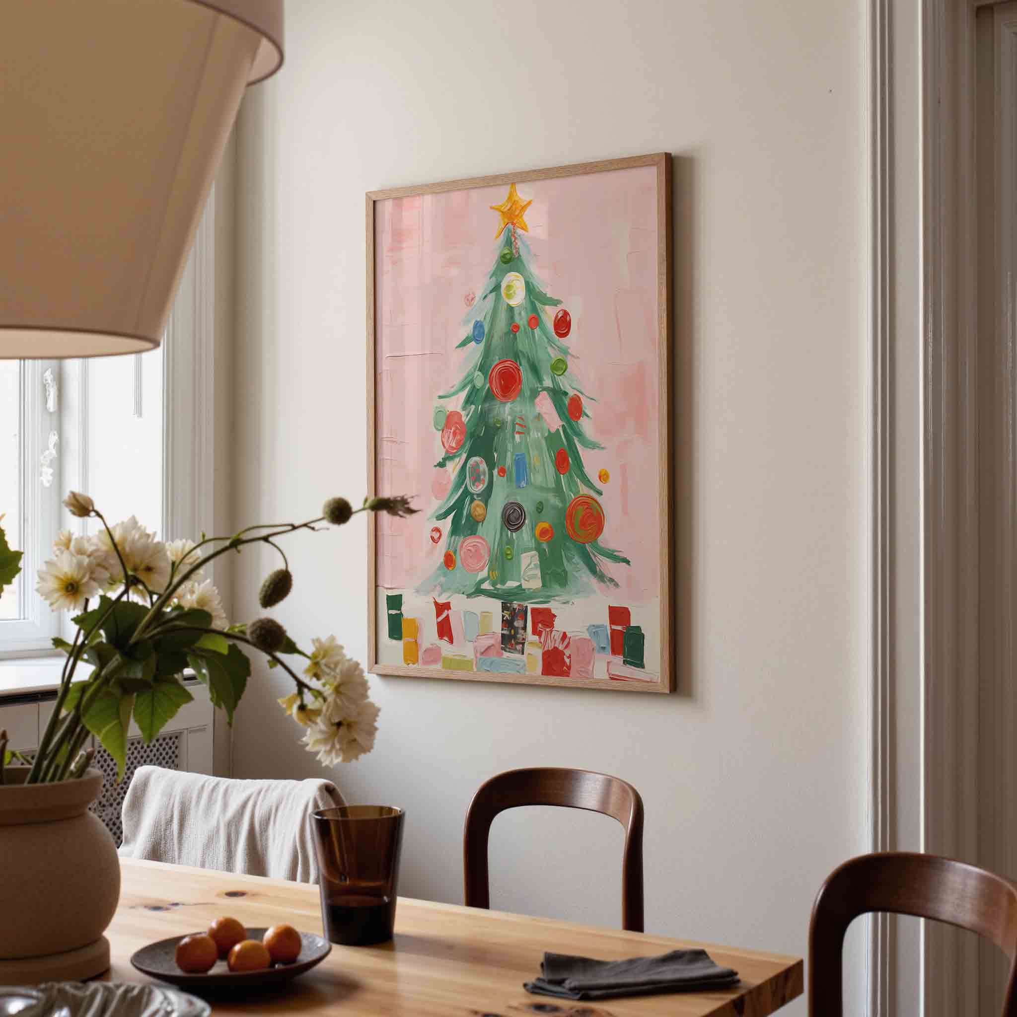 Kerstboom met versieringen Poster