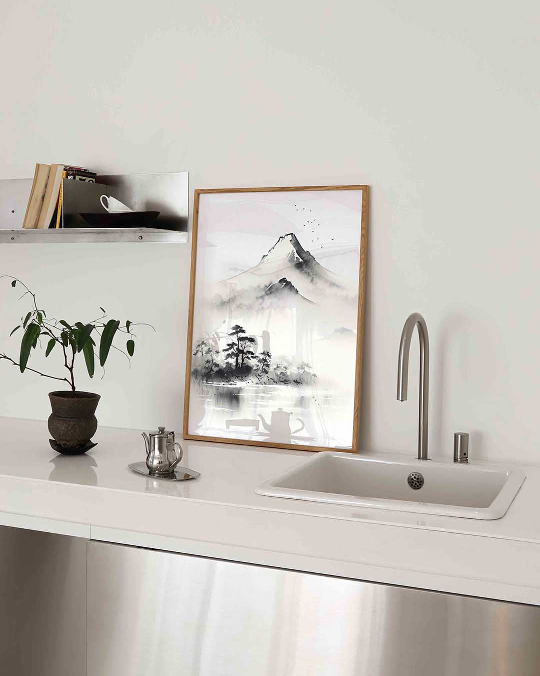 Berglandschap met vogels Poster