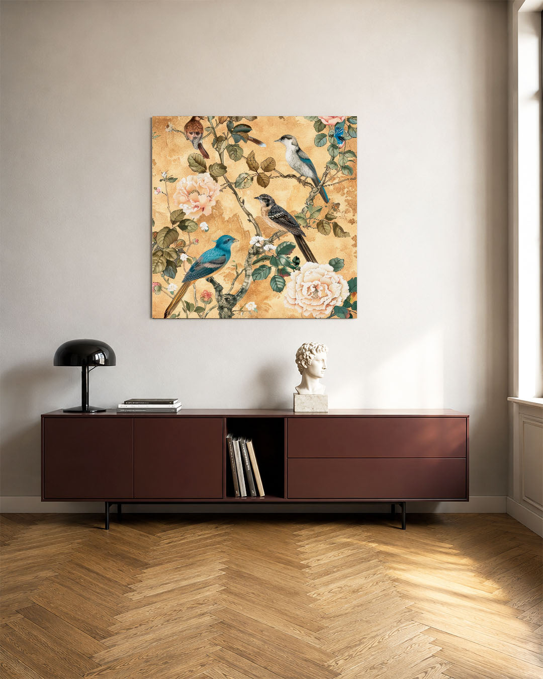 Vogels en bloemen Kunstwerk