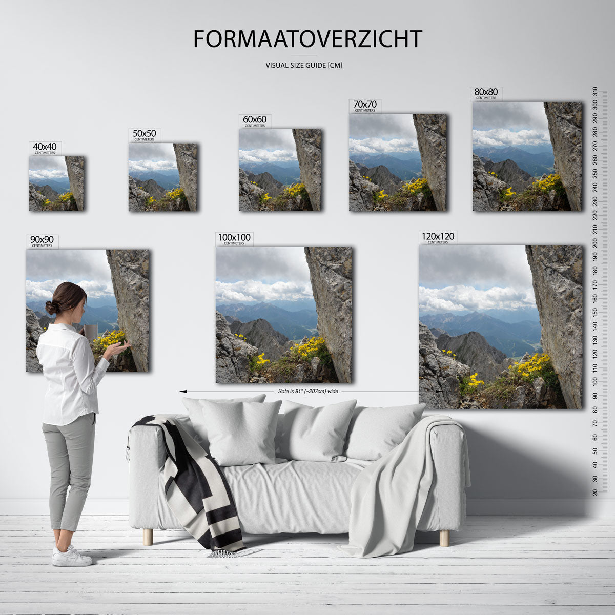 Berglandschap met bloemen Kunstwerk