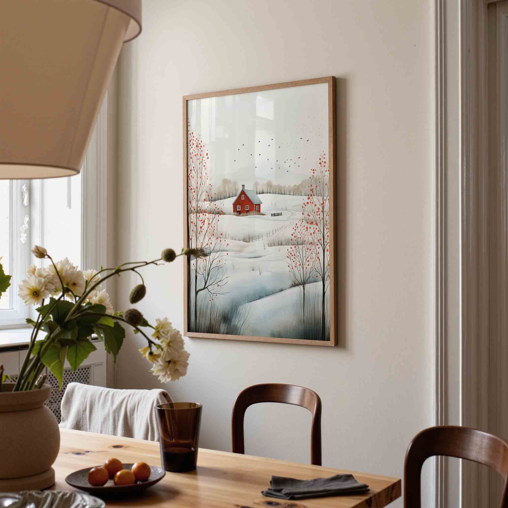 Landschap met rode schuur Poster
