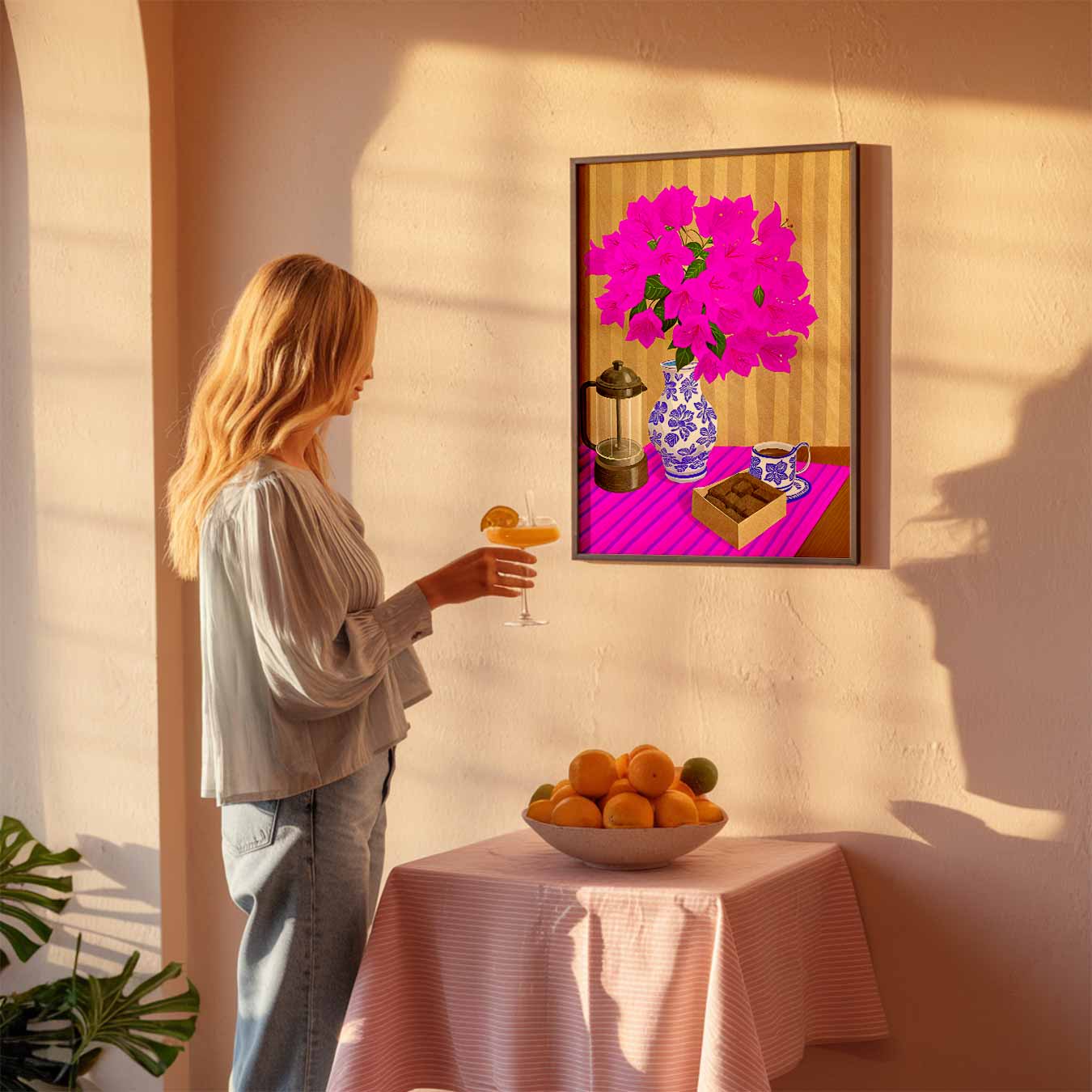Bloemen en Koffie Poster-WallArtistic