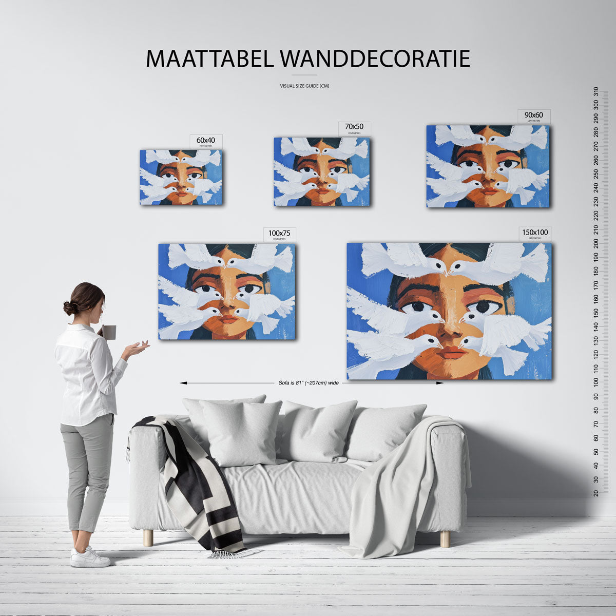 Vogels en gezicht Kunstwerk