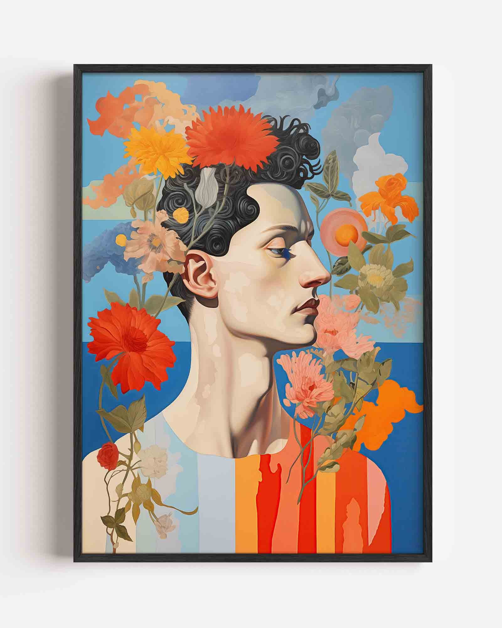 Bloemen en profiel Poster
