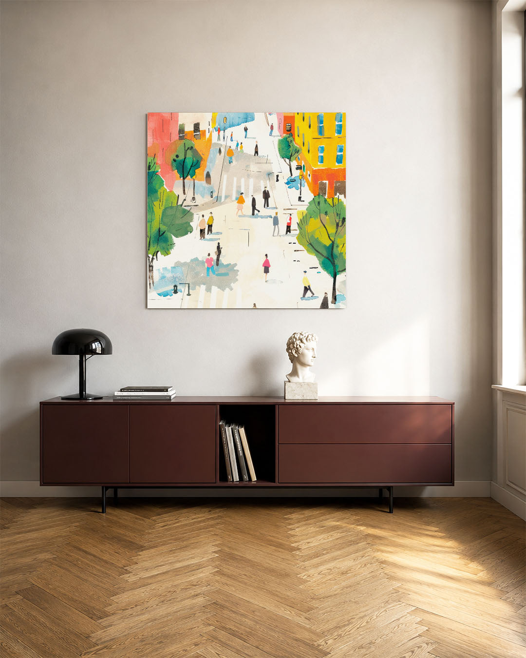 Stadsleven in kleur Kunstwerk