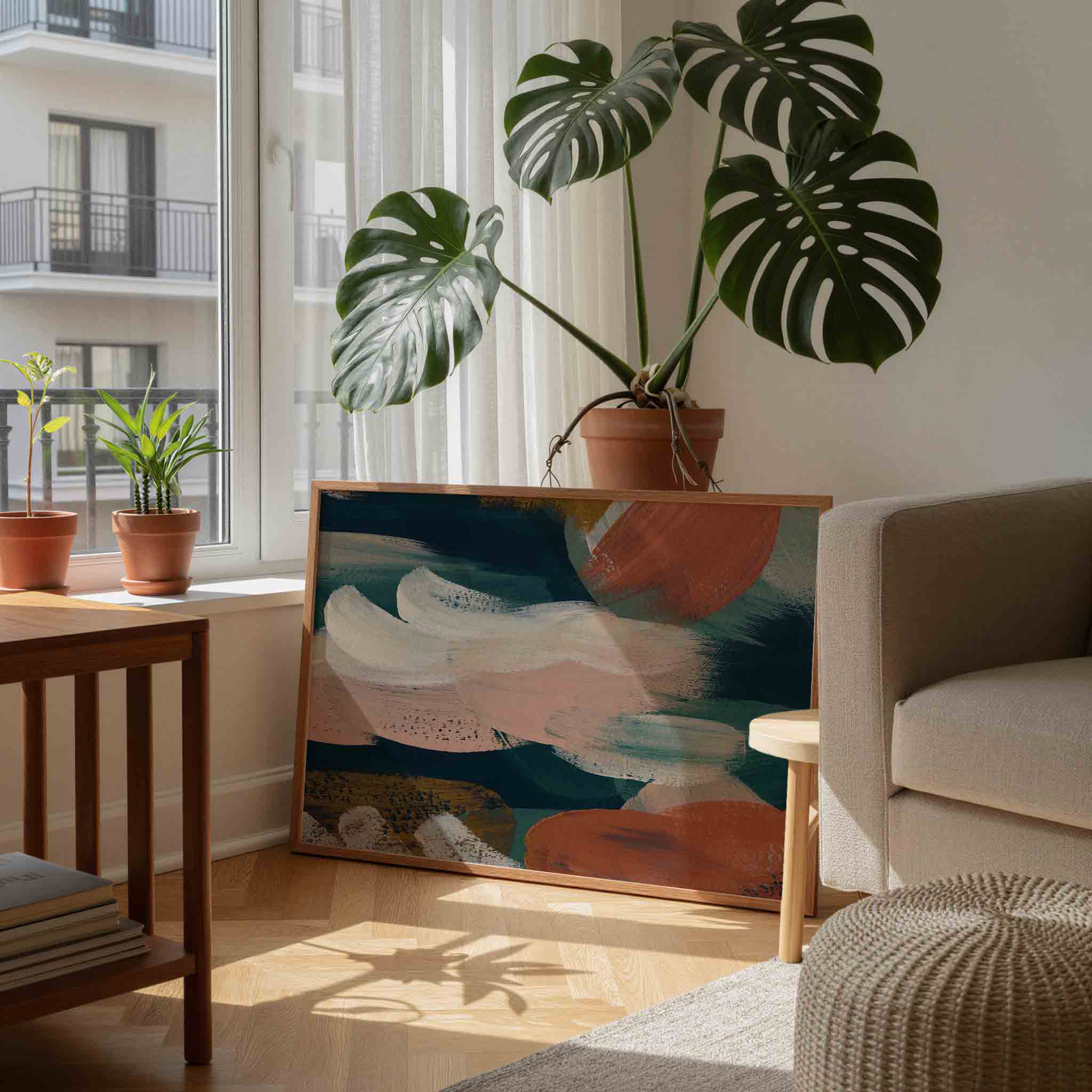 Abstracte penseelstreken Poster