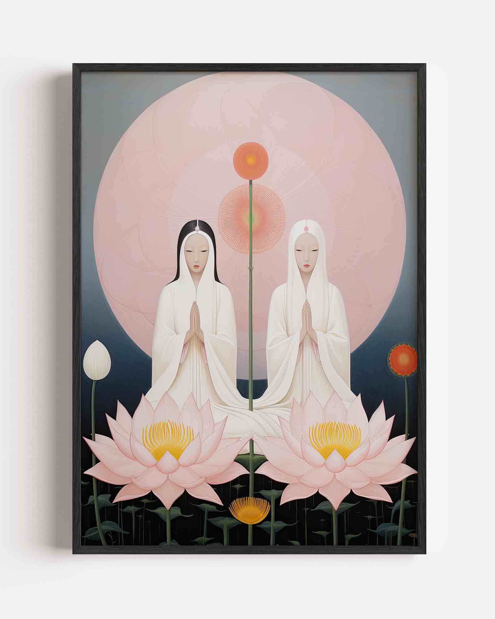 Twee figuren met bloemen Poster