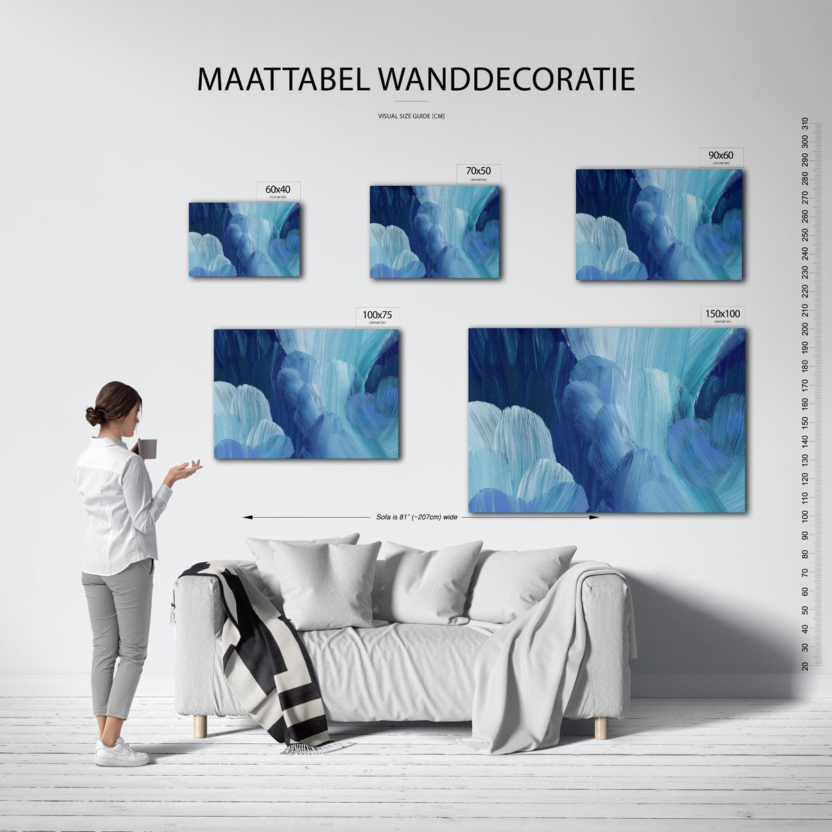 Dynamische blauwtinten Kunstwerk