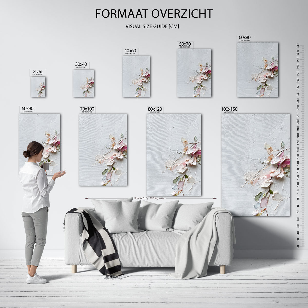 Bloemmotief in pastel Poster