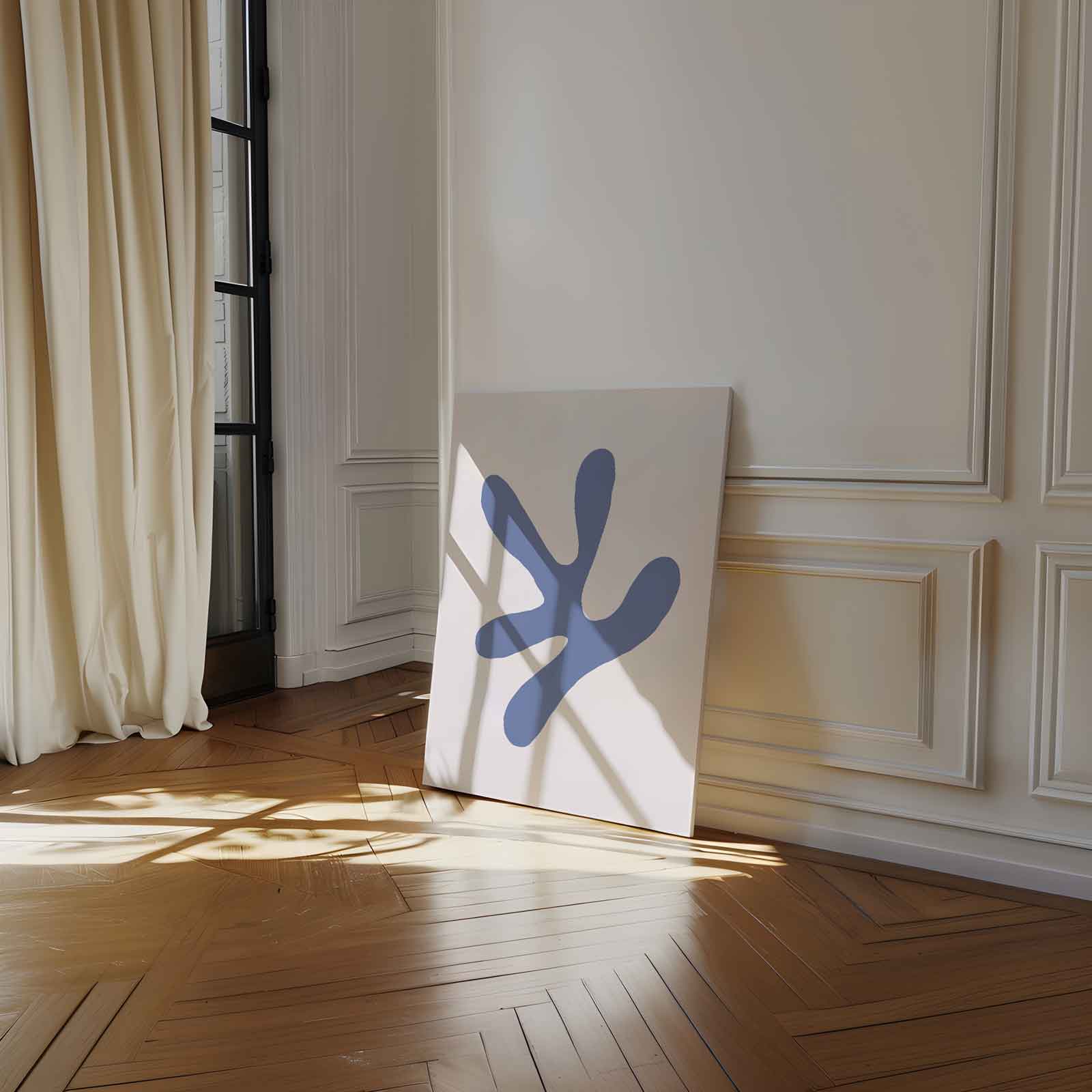 Speelse Blauwe Abstractie Kunstwerk-canvas-dibond-plexiglas-wanddecoratie-WallArtistic
