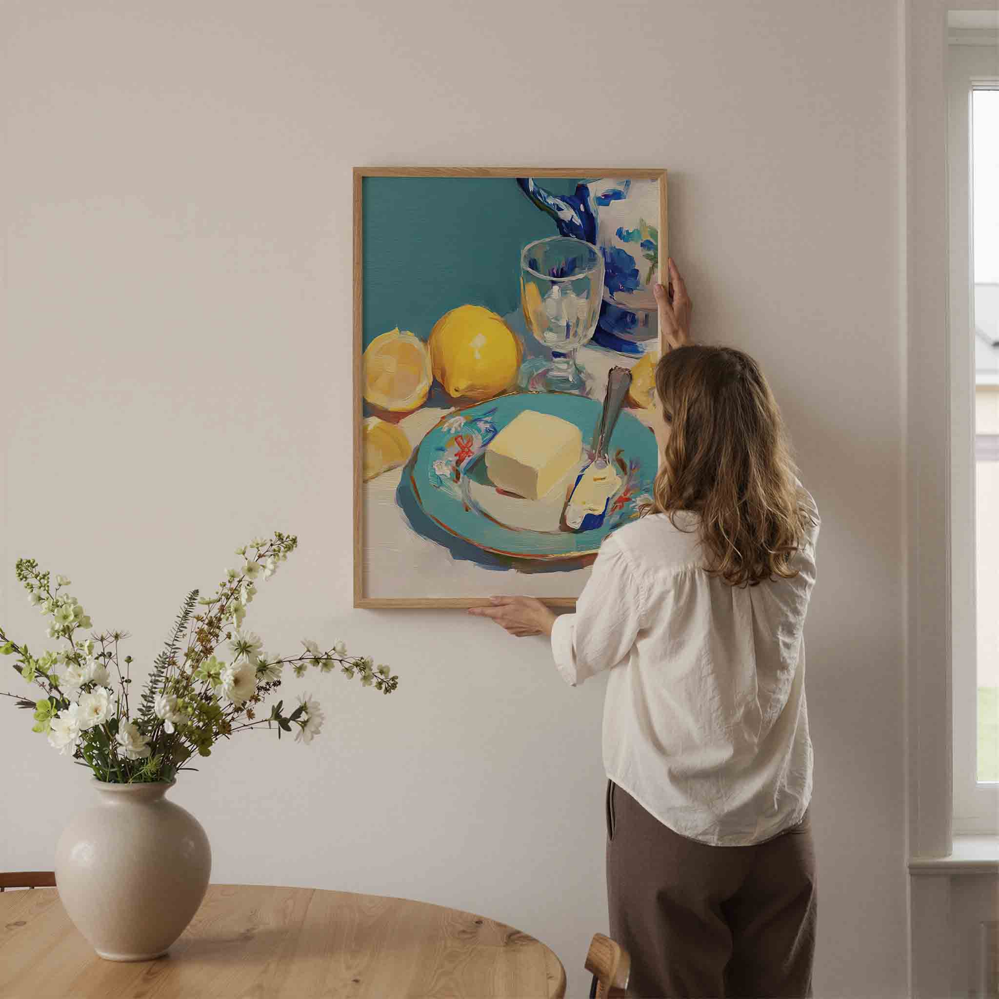 Citroen en boter op bord Poster