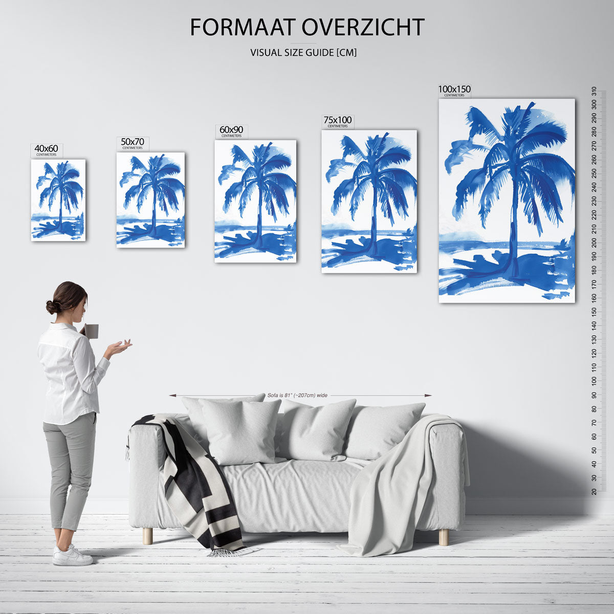 Blauwe palmboom Kunstwerk